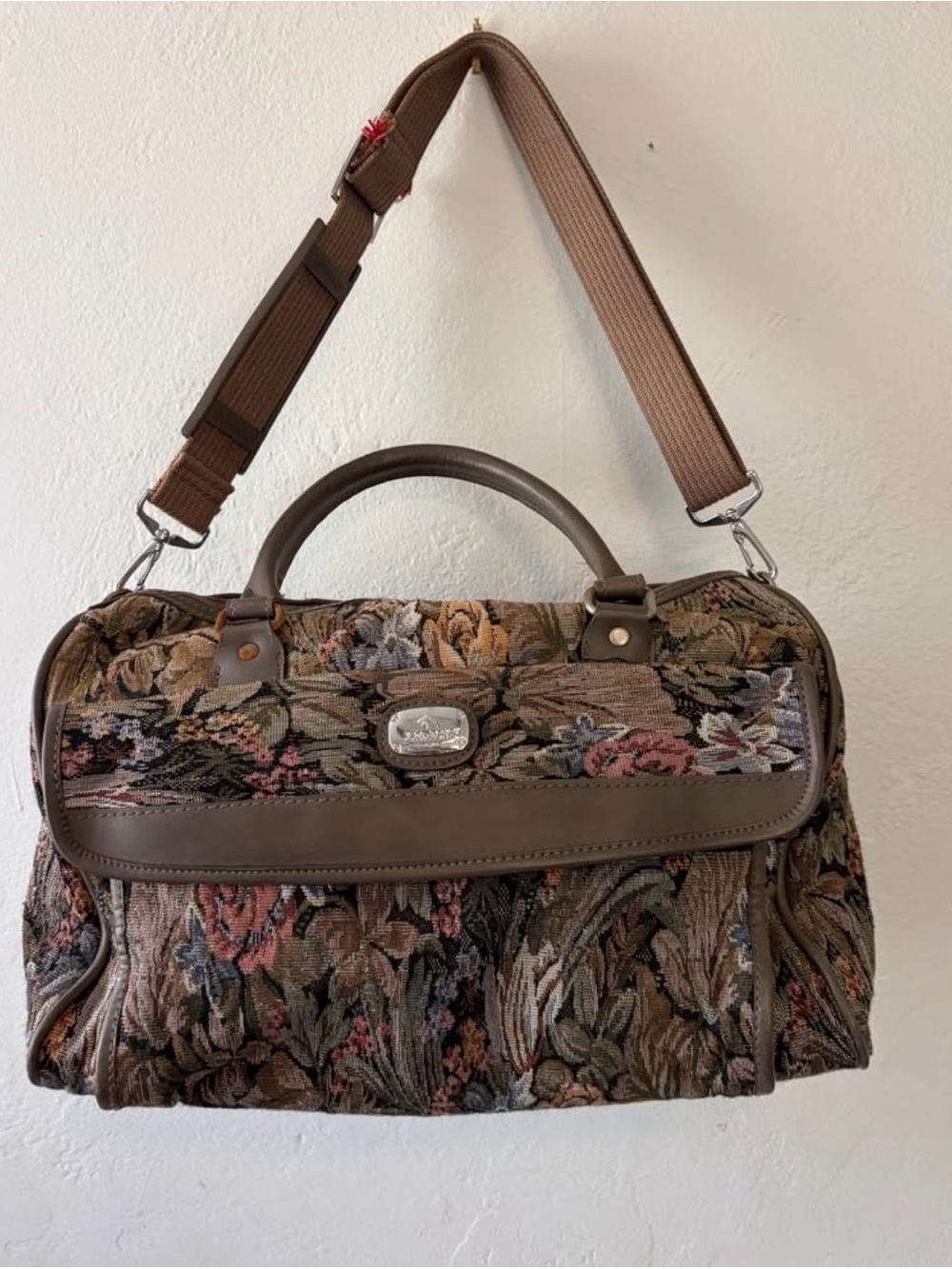 Jordache Multicolor Floral Tapestry Top-Handle Travel Bag